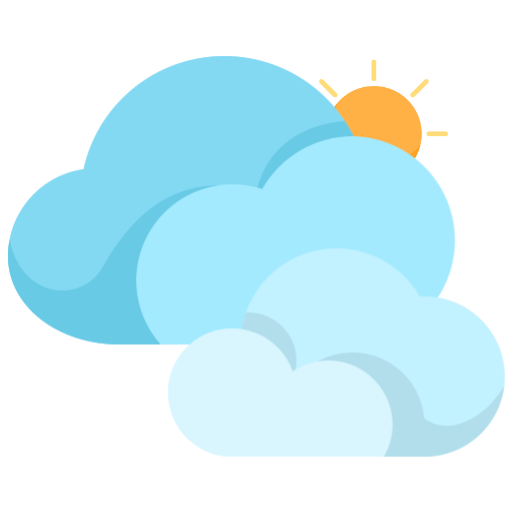 Mostly cloudy
