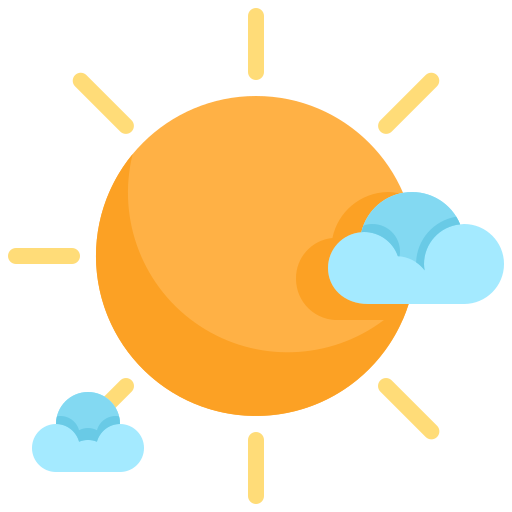 Mostly sunny